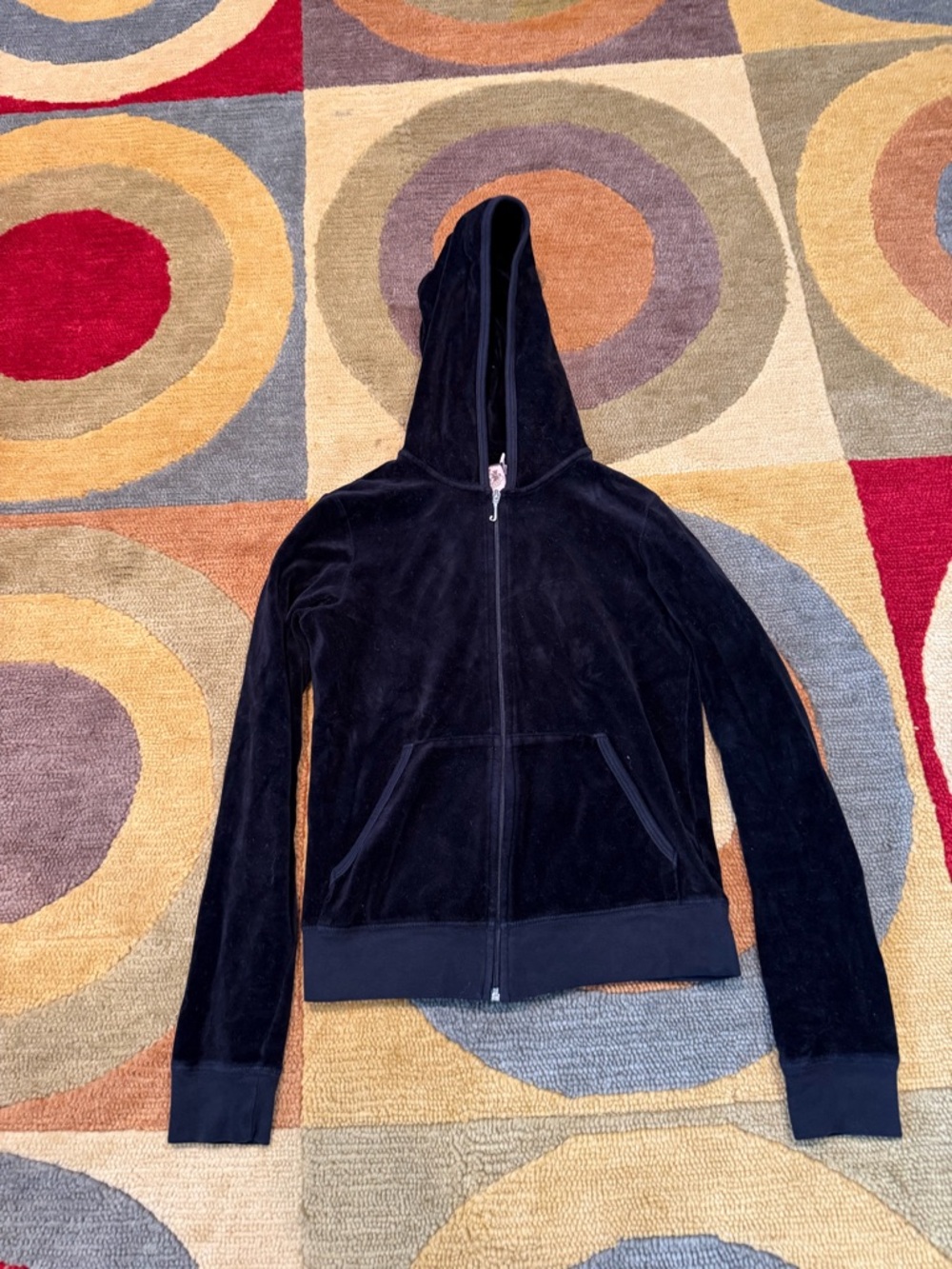 Juicy Couture Black Velour Zip-Up Hoodie